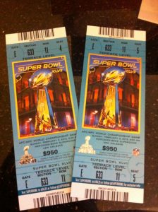 Photo of tickets to Super Bowl XLVII